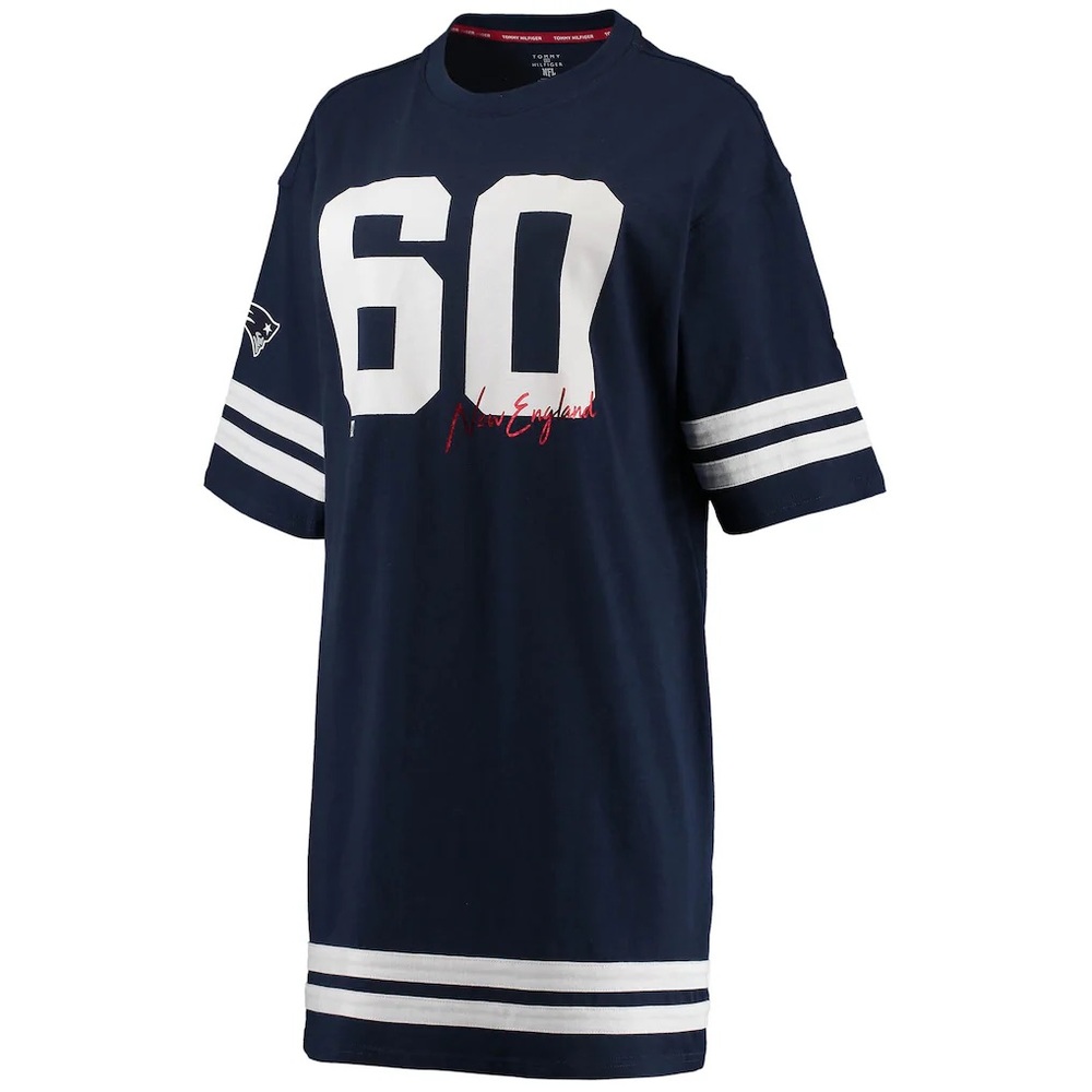 Women's Tommy Hilfiger Navy New England Patriots Clair Half-Sleeve Dress- large